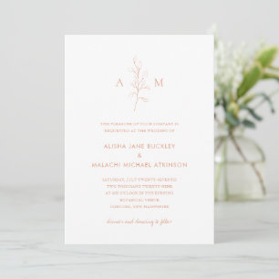Convites Casamento Elegante Botânico De Pêssego Limpo