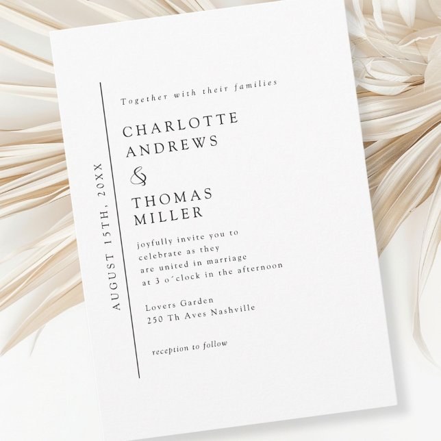 Convites Casamento Elegante Branco (Modern, minimalist, trending, white, wedding invitation.)