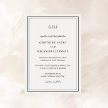 Convites Casamento Elegante Branco e Negro Clássico<br><div class="desc">Convite de casamento clássico preto e branco com uma design simples e mínima com seu monograma no topo e seus detalhes de evento cercados por uma dupla borda. As fontes se alternam entre um script elegante, um serif tradicional e fontes sans serif minimalistas. Este convite é excelente para um casamento...</div>