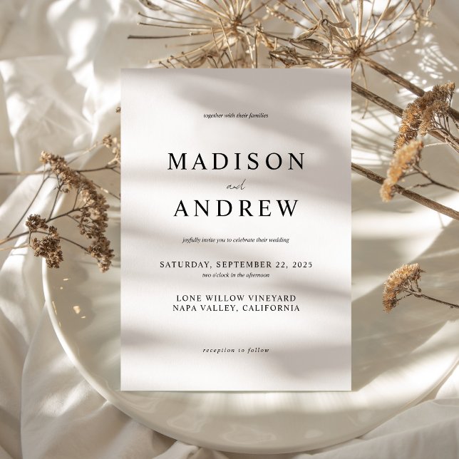 Convites Casamento Elegante Branco e Negro Moderno (Modern Black and White Elegant Wedding )