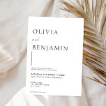 Convites Casamento Elegante Branco e Negro Simples<br><div class="desc">Convite Simples de Casamento Elegante Preto e Branco</div>