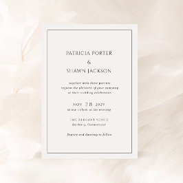 Convites Casamento Elegante Branco e Negro Simples