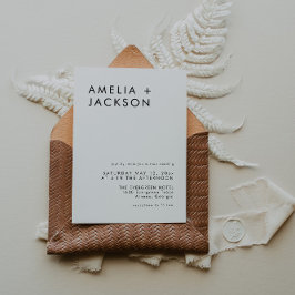 Convites Casamento Elegante Branco E Preto Simples