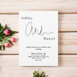 Convites Casamento Elegante Branco E Preto Simples Moderno