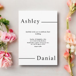 Convites Casamento Elegante Branco E Preto Simples Moderno