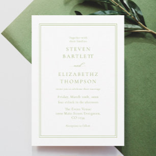 Convites Casamento Elegante Branco e Verde