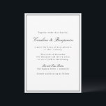Convites Casamento Elegante Branco Negro de Script de Front<br><div class="desc">Convite Elegante de Script Tradicional Clássico com Borda Estreita em Preto em um Fundo Branco</div>