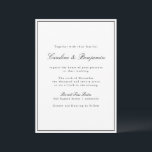 Convites Casamento Elegante Branco Negro de Script de Front<br><div class="desc">Convite Elegante de Script Tradicional Clássico com Borda Estreita em Preto em um Fundo Branco</div>