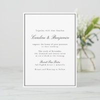 Casamento Elegante Branco Negro de Script de Front