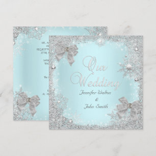 Convites Casamento Elegante Brilho Azul Turquesa Prata Arco