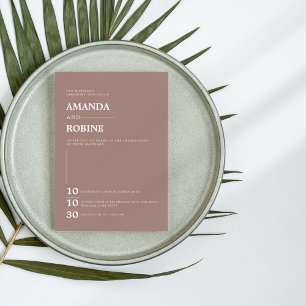 Convites Casamento Elegante Brown Minimalista Simples