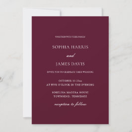 Convites Casamento Elegante Burgundy e Minimalista Branco
