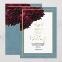 Casamento Elegante Burgundy Floral Azul Dourado