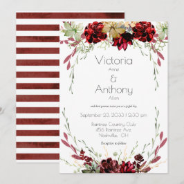 Convites Casamento Elegante Burgundy Marsala Succulents