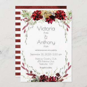 Convites Casamento Elegante Burgundy Marsala Succulents