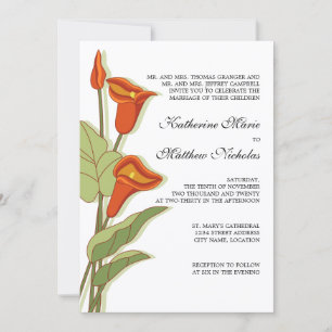 Convites Casamento Elegante Calla Lily em Orange
