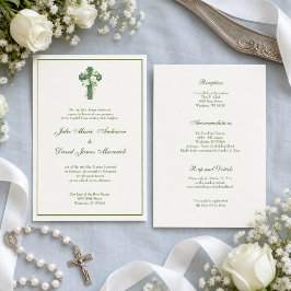 Convites Casamento Elegante Católico Irlandês Cruz Céltica