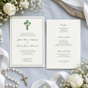 Convites Casamento Elegante Católico Irlandês Cruz Céltica