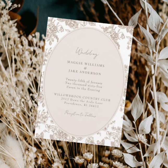Convites Casamento Elegante Chinoiserie Creme (Criador carregado)