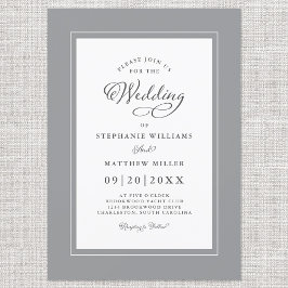 Convites Casamento Elegante Cinza e Branco Caligrafia Moder