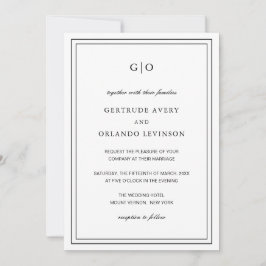 Convites Casamento Elegante Clássico Branco e Negro Gertrud