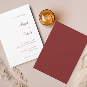 Convites Casamento Elegante Clássico Burgundy e Branco
