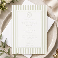 Casamento Elegante Clássico com Listra Verde Sage