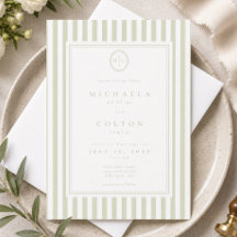 Casamento Elegante Clássico com Listra Verde Sage