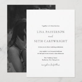 Convites Casamento Elegante Clássico de Foto Mínima Simples