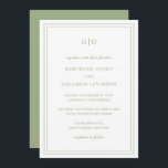 Convites Casamento Elegante Clássico de Gertrude Sage Verde<br><div class="desc">Convite de casamento verde ao estilo clássico, com design simples e mínimo, com seu monograma no topo e seus detalhes de evento cercados por uma dupla borda. As fontes se alternam entre um script elegante, um serif tradicional e fontes sans serif minimalistas. Este convite é excelente para um casamento formal....</div>
