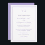 Convites Casamento Elegante Clássico de Lavanda Gertrude<br><div class="desc">Convite de casamento de lavandas roxas estilo clássico com um design simples e mínimo com seu monograma no topo e seus detalhes de evento cercados por uma dupla borda. As fontes se alternam entre um script elegante, um serif tradicional e fontes sans serif minimalistas. Este convite é excelente para um...</div>