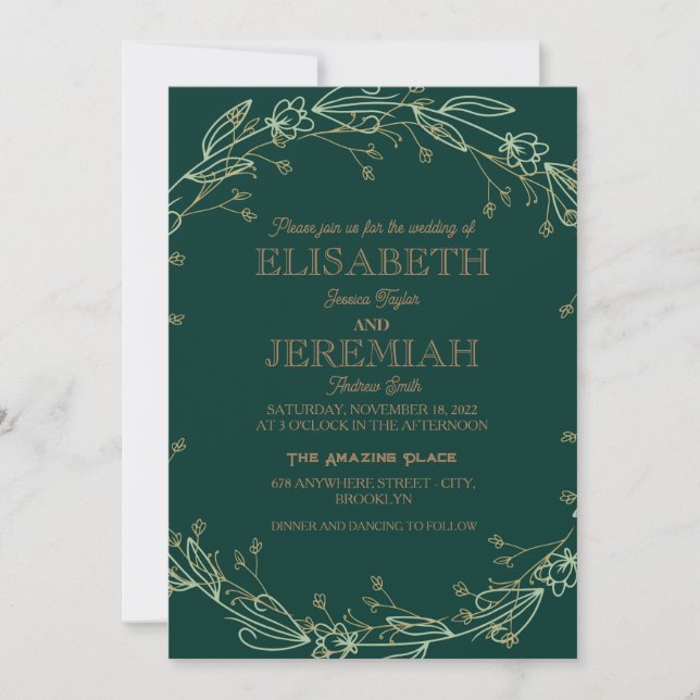 Convites casamento elegante clássico e luxuoso e formal (Frente)