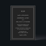 Convites Casamento Elegante Clássico Gertrude Black<br><div class="desc">Convite de casamento preto clássico com uma design simples e mínima com seu monograma no topo e seus detalhes de evento cercados por uma dupla borda. As fontes se alternam entre um script elegante,  um serif tradicional e fontes sans serif minimalistas. Este convite é excelente para um casamento formal.</div>