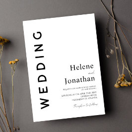 Convites Casamento Elegante Clássico Negro E Branco Minimal
