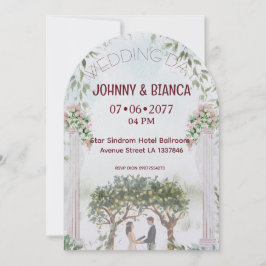 Convites Casamento Elegante com Aquarela no Jardim