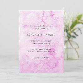 Convites Casamento Elegante com Aquarela Rosa Moderna