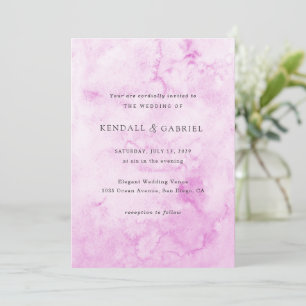 Convites Casamento Elegante com Aquarela Rosa Moderna