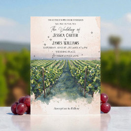 Convites Casamento Elegante com Aquarela Rústica em Vinícol