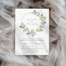 Convites Casamento Elegante com Aquarela Verde de Eucalipto
