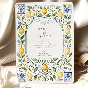 Convites Casamento Elegante com Azulejos Italianos de Limão