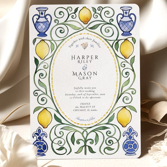 Convites Casamento Elegante com Azulejos Mediterrâneos de L (Criador carregado)