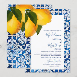 Convites Casamento Elegante com Azulejos Mediterrâneos em A