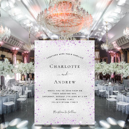 Convites Casamento elegante com brilho roxo prateado