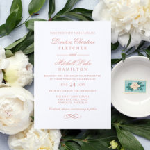 Casamento Elegante com Caligrafia em Dourado Rosa