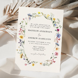 Convites Casamento Elegante com Campo de Flores Silvestres