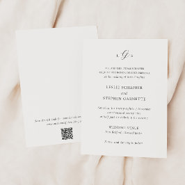 Convites Casamento Elegante com Código QR Preto e Branco At