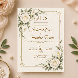 Convites Casamento Elegante com Copo-de-Leite Marfim