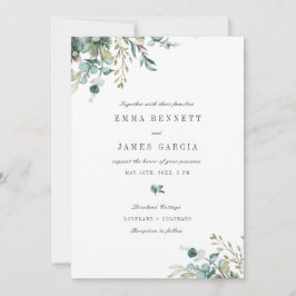 Convites Casamento Elegante com Eucalipto em Aquarela
