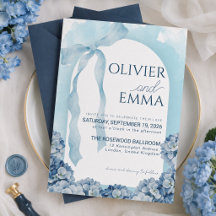 Casamento Elegante com Fita de Hortênsia Azul