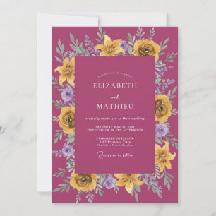 Convites Casamento Elegante com Flor Silvestre Amarela Mage